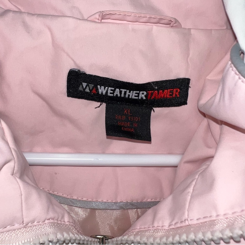 Pink and White Rain Jacket with Sporty Color-Block Design